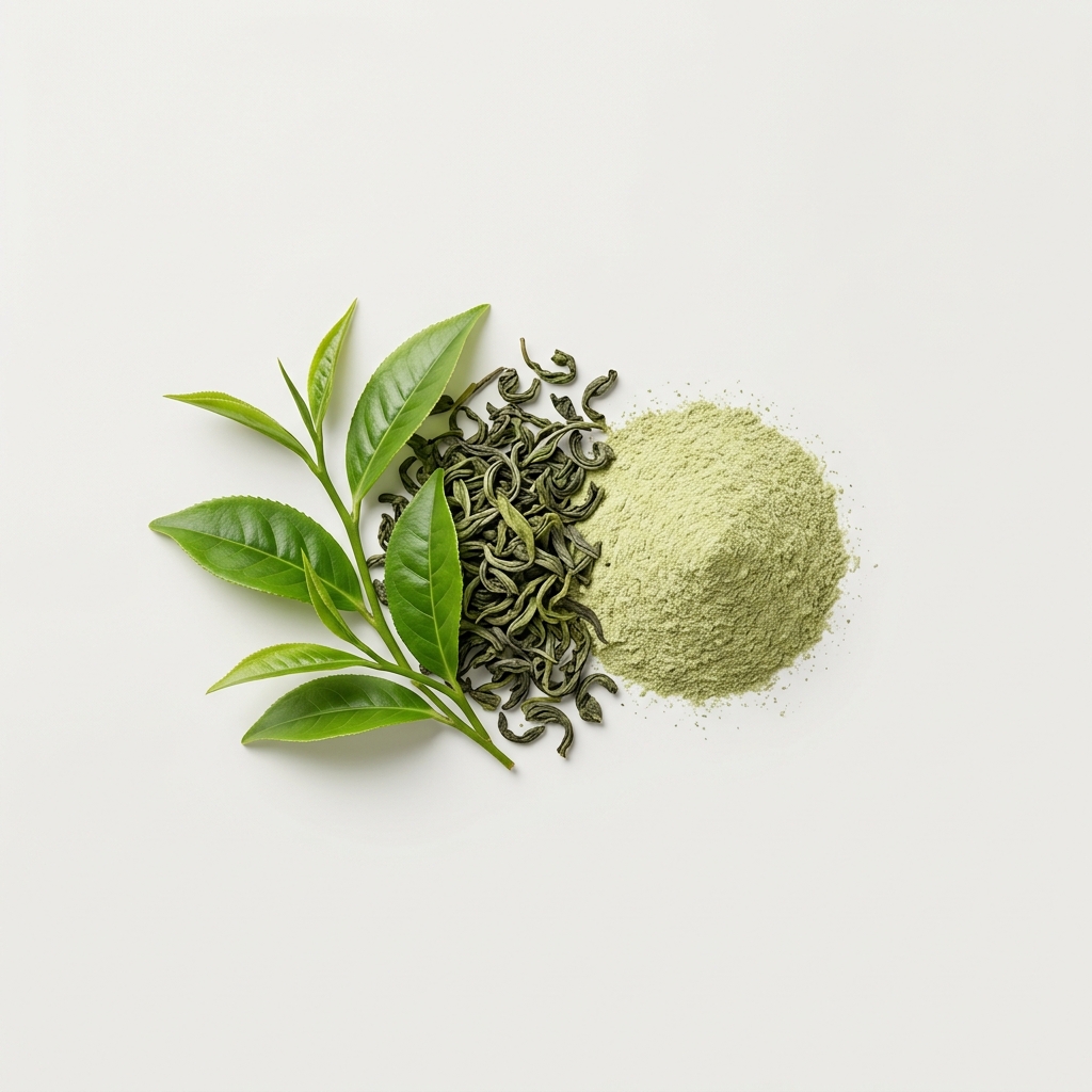 L-Theanine green tea leaves and powder